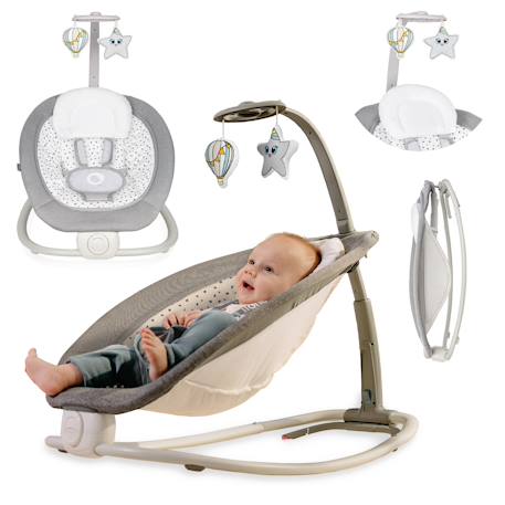 Balancelle transat pascal avec 12 mélodies, vibrations et pliage compact Grey dove+Grey scandi 1 - vertbaudet enfant 