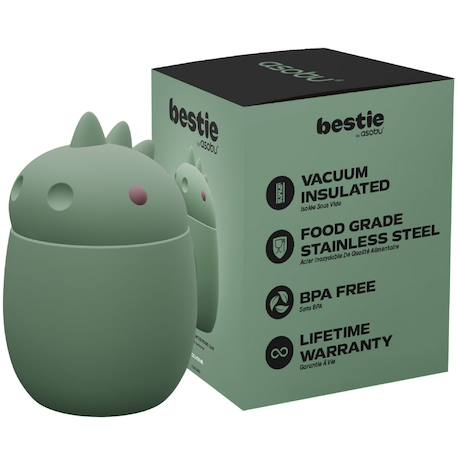 Boîte repas isotherme bestie foodie dinosaure (600 ml) Vert, noir 5 - vertbaudet enfant 
