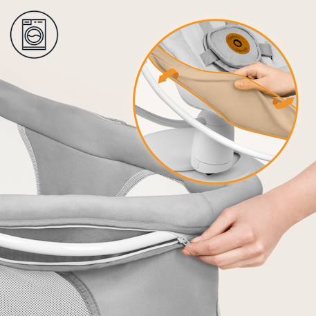 Balancelle et nacelle électrique 360° bella set avec 6 modes, 12 mélodies et télécommande Grey concrete 6 - vertbaudet enfant 