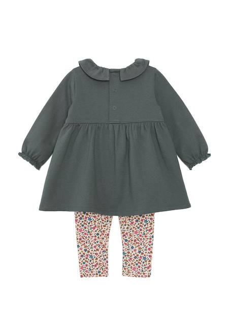 Ensemble robe + bas 100% coton bébé fille Bleu canard 4 - vertbaudet enfant 