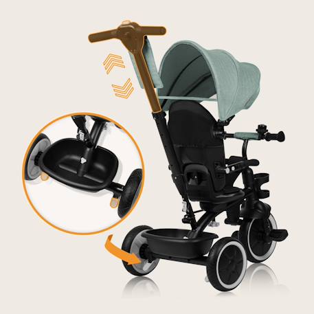 Tricycle évolutif 2en1 berry dès 9 mois avec sonnette et porte-gobelet Green forest+Grey stone+Pink rose 6 - vertbaudet enfant 