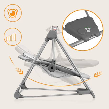 Balancelle transat otto avec 5 vitesses, sons de la nature et pliage compact Cozy grey 2 - vertbaudet enfant 