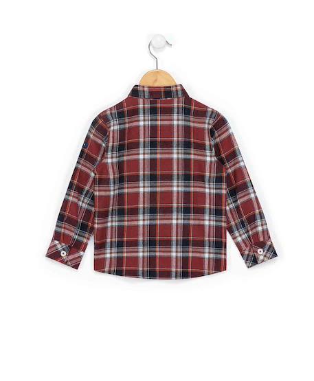 Chemise manches longues 100% coton garçon Carreaux grenat 2 - vertbaudet enfant 