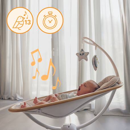 Balancelle transat électrique olivia pivotante à 180° avec 5 mouvements, mélodies et télécommande Beige natural 5 - vertbaudet enfant 