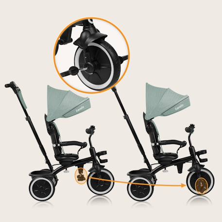 Tricycle évolutif 2en1 berry dès 9 mois avec sonnette et porte-gobelet Green forest+Grey stone+Pink rose 4 - vertbaudet enfant 