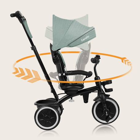 Tricycle évolutif 2en1 berry dès 9 mois avec sonnette et porte-gobelet Green forest+Grey stone+Pink rose 3 - vertbaudet enfant 