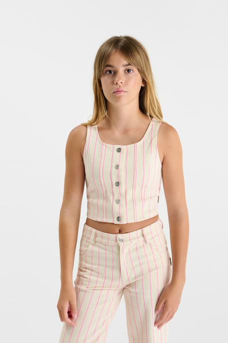 Top en jeans laifgi Pink fluo 1 - vertbaudet enfant 