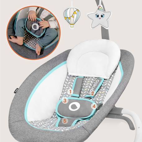 Balancelle transat pascal avec 12 mélodies, vibrations et pliage compact Grey dove+Grey scandi 12 - vertbaudet enfant 