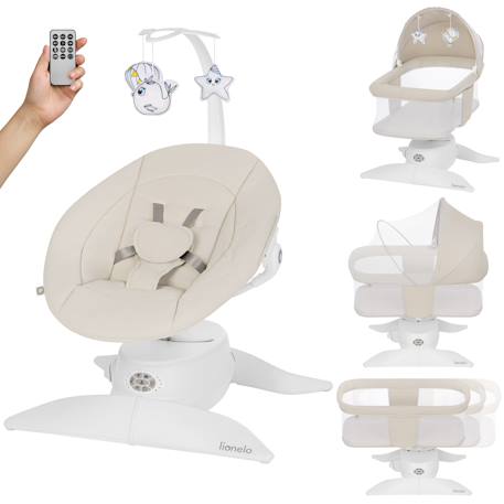 Balancelle et nacelle électrique vivi set avec 3 modes, 12 mélodies et télécommande Beige sand 1 - vertbaudet enfant 