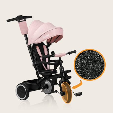 Tricycle évolutif 2en1 berry dès 9 mois avec sonnette et porte-gobelet Green forest+Grey stone+Pink rose 14 - vertbaudet enfant 