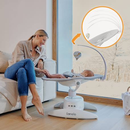 Balancelle transat électrique iris 360° avec 3 mouvements, 5 vitesses et 12 mélodies Beige sand+Grey concrete 12 - vertbaudet enfant 
