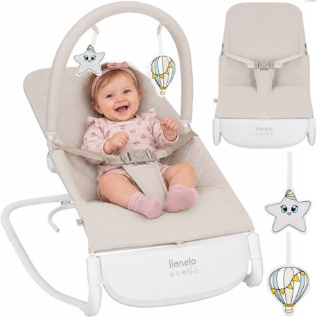 Transat balancelle électrique vinci léger avec 3 modes de balancement et 4 mélodies Beige sand+White cream 1 - vertbaudet enfant 