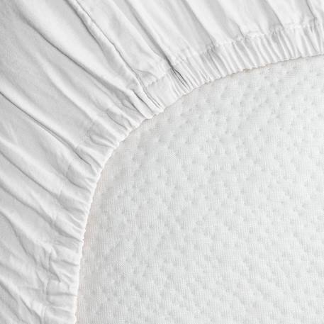 Drap housse 1 personne satin de coton bio lavé Ambre+Blanc craie+Cyprès+Lin+Peach+Tilleul 8 - vertbaudet enfant 
