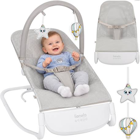 Transat balancelle électrique vinci léger avec 3 modes de balancement et 4 mélodies Beige sand+White cream 6 - vertbaudet enfant 