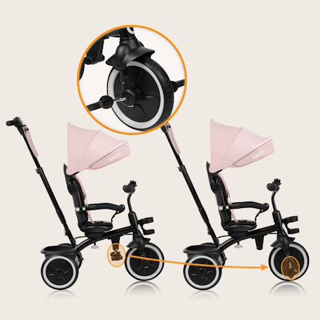 Tricycle évolutif 2en1 berry dès 9 mois avec sonnette et porte-gobelet Green forest+Grey stone+Pink rose 16 - vertbaudet enfant 
