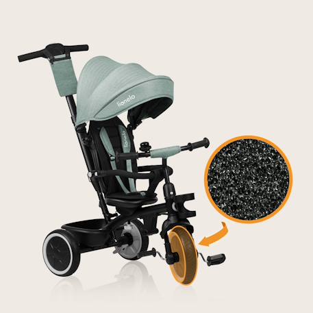 Tricycle évolutif 2en1 berry dès 9 mois avec sonnette et porte-gobelet Green forest+Grey stone+Pink rose 2 - vertbaudet enfant 