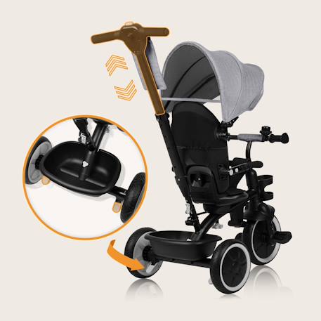 Tricycle évolutif 2en1 berry dès 9 mois avec sonnette et porte-gobelet Green forest+Grey stone+Pink rose 12 - vertbaudet enfant 