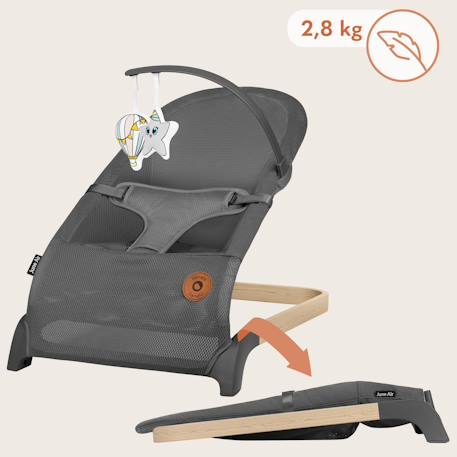 Transat bébé june air léger et respirant avec pliage à plat Grey graphite 6 - vertbaudet enfant 