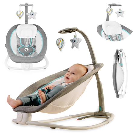 Balancelle transat pascal avec 12 mélodies, vibrations et pliage compact Grey dove+Grey scandi 7 - vertbaudet enfant 