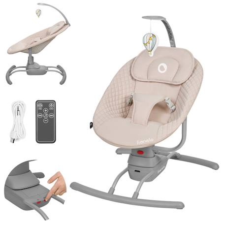 Transat balancelle électrique rio avec 3 vitesses de balancement et télécommande Beige latte 1 - vertbaudet enfant 