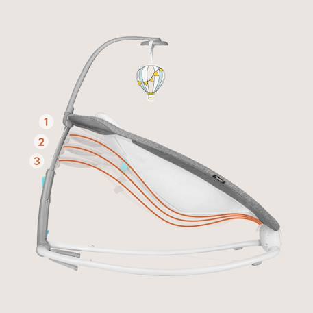 Balancelle transat pascal avec 12 mélodies, vibrations et pliage compact Grey dove+Grey scandi 8 - vertbaudet enfant 