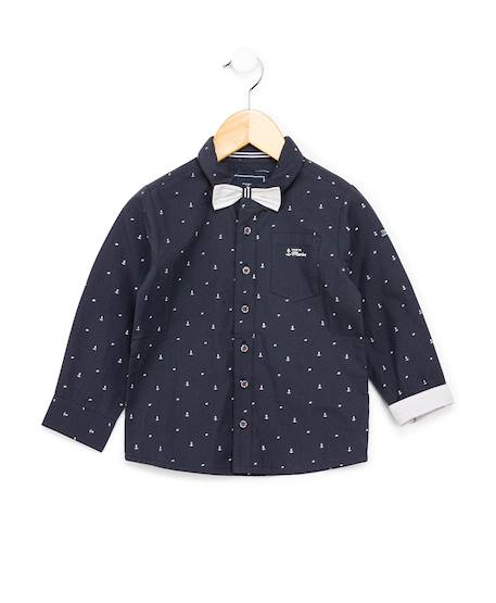 Chemise manches longues 100% coton garçon Imprime bleu 1 - vertbaudet enfant 