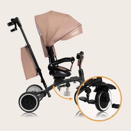 Tricycle poussette tris plus jusqu’à 25 kg avec siège réversible et accessoires Beige sand+Blue denim+Pink rose 3 - vertbaudet enfant 