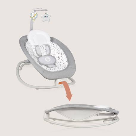 Balancelle transat pascal avec 12 mélodies, vibrations et pliage compact Grey dove+Grey scandi 3 - vertbaudet enfant 