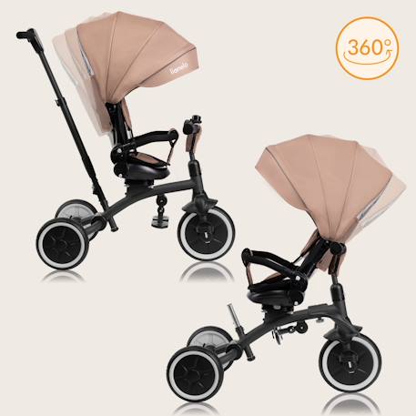 Tricycle poussette tris plus jusqu’à 25 kg avec siège réversible et accessoires Beige sand+Blue denim+Pink rose 2 - vertbaudet enfant 