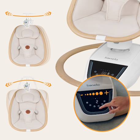 Balancelle transat électrique olivia pivotante à 180° avec 5 mouvements, mélodies et télécommande Beige natural 2 - vertbaudet enfant 
