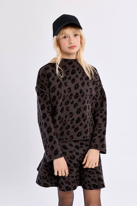 Pull en maille, imprimé animalier Camel+Dark grey 8 - vertbaudet enfant 