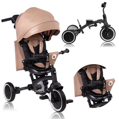 Tricycle poussette tris plus jusqu’à 25 kg avec siège réversible et accessoires Beige sand+Blue denim+Pink rose 1 - vertbaudet enfant 