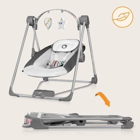 Balancelle transat otto avec 5 vitesses, sons de la nature et pliage compact Cozy grey 6 - vertbaudet enfant 
