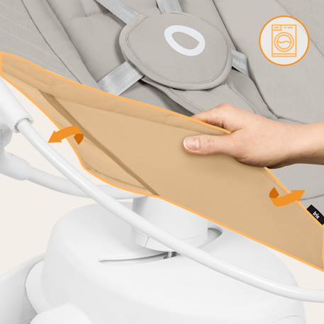 Balancelle transat électrique iris 360° avec 3 mouvements, 5 vitesses et 12 mélodies Beige sand+Grey concrete 4 - vertbaudet enfant 