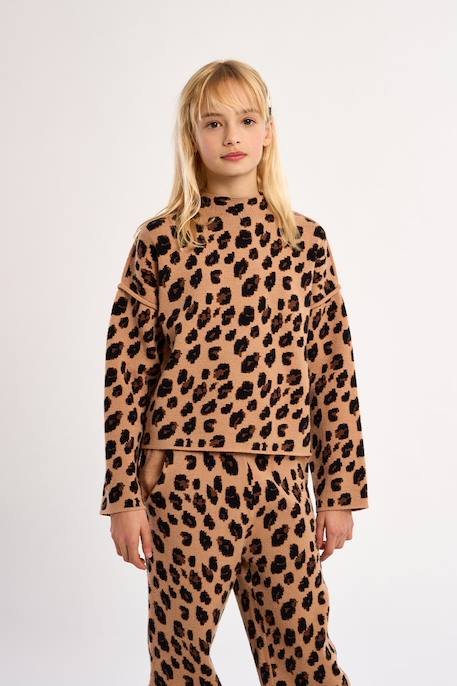 Pull en maille, imprimé animalier Camel+Dark grey 1 - vertbaudet enfant 