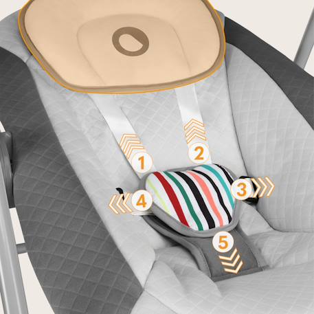 Balancelle transat otto avec 5 vitesses, sons de la nature et pliage compact Cozy grey 3 - vertbaudet enfant 