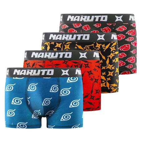 Lot de 4 boxers  naruto shippuden Noir/rouge/bleu/blanc/beige 1 - vertbaudet enfant 