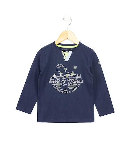 T-shirt manches longues 100% coton garçon Bleu marin 1 - vertbaudet enfant 