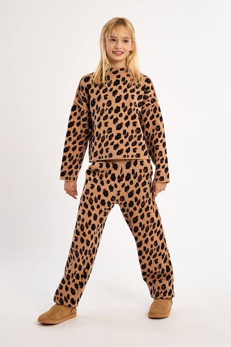 Pull en maille, imprimé animalier Camel+Dark grey 3 - vertbaudet enfant 