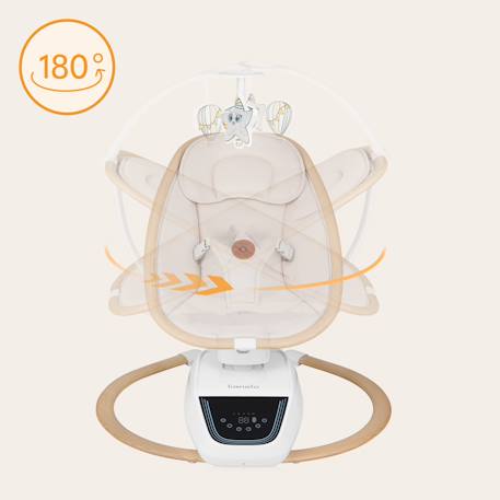Balancelle transat électrique olivia pivotante à 180° avec 5 mouvements, mélodies et télécommande Beige natural 3 - vertbaudet enfant 