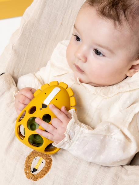 Hochet sensoriel en silicone jaune+rose 1 - vertbaudet enfant 