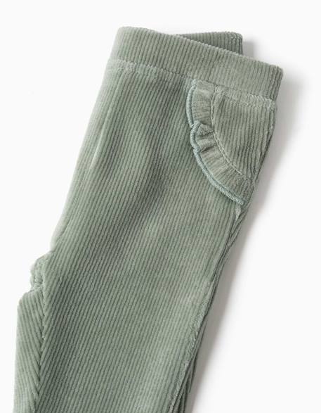 Legging en velours côtelé avec volants Vert 3 - vertbaudet enfant 