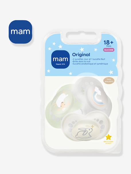 Lot de 3 sucettes en silicone Original 18 mois+ Jaune + vert + sable+Vert + sable + bleu 2 - vertbaudet enfant 