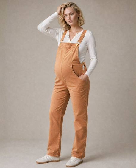 Salopette de grossesse et d'allaitement andy Camel+Prune 2 - vertbaudet enfant 