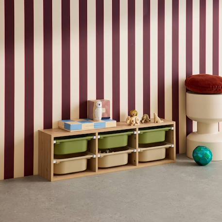 Sora - children's storage unit with 6 storage bins Orange+Vert olive 10 - vertbaudet enfant 