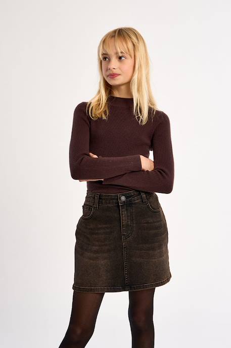 Pull en maille, col rond Chocolate+Noir 2 - vertbaudet enfant 