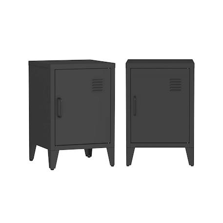 Lot de 2 tables de chevet industrielle métal, 1 porte Bleu+Bleu gris+Kaki+Noir+Rose+Terracotta+Vert clair 20 - vertbaudet enfant 
