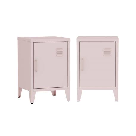 Lot de 2 tables de chevet industrielle métal, 1 porte Bleu+Bleu gris+Kaki+Noir+Rose+Terracotta+Vert clair 26 - vertbaudet enfant 