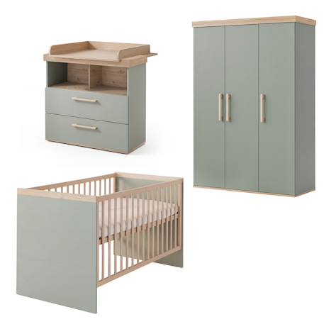 Ensemble chambre bébé 'jimmy' – chambre complète 3 pièces Blanc+Mauve+Sauge 14 - vertbaudet enfant 