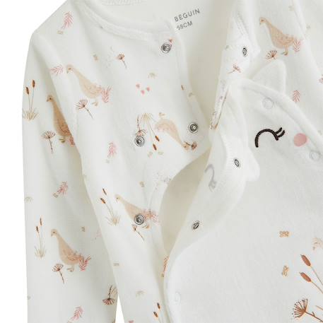 Pyjama bébé en velours ouverture pont margot Ecru 5 - vertbaudet enfant 
